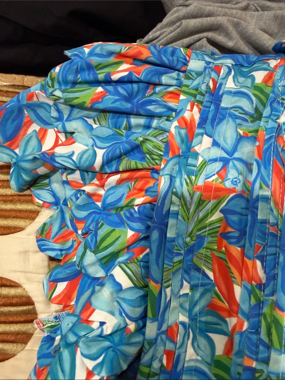 Blue Floral Ruffle Short-Sleeve Blouse - Picture 4 of 4